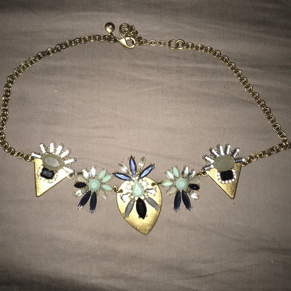 J Crew Blue and Gold Statement Necklace